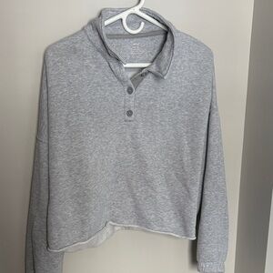 Aerie Light Gray Cropped Sweater